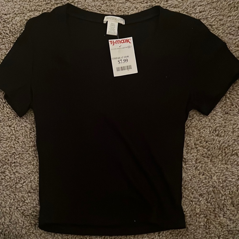 Black V Neck Crop